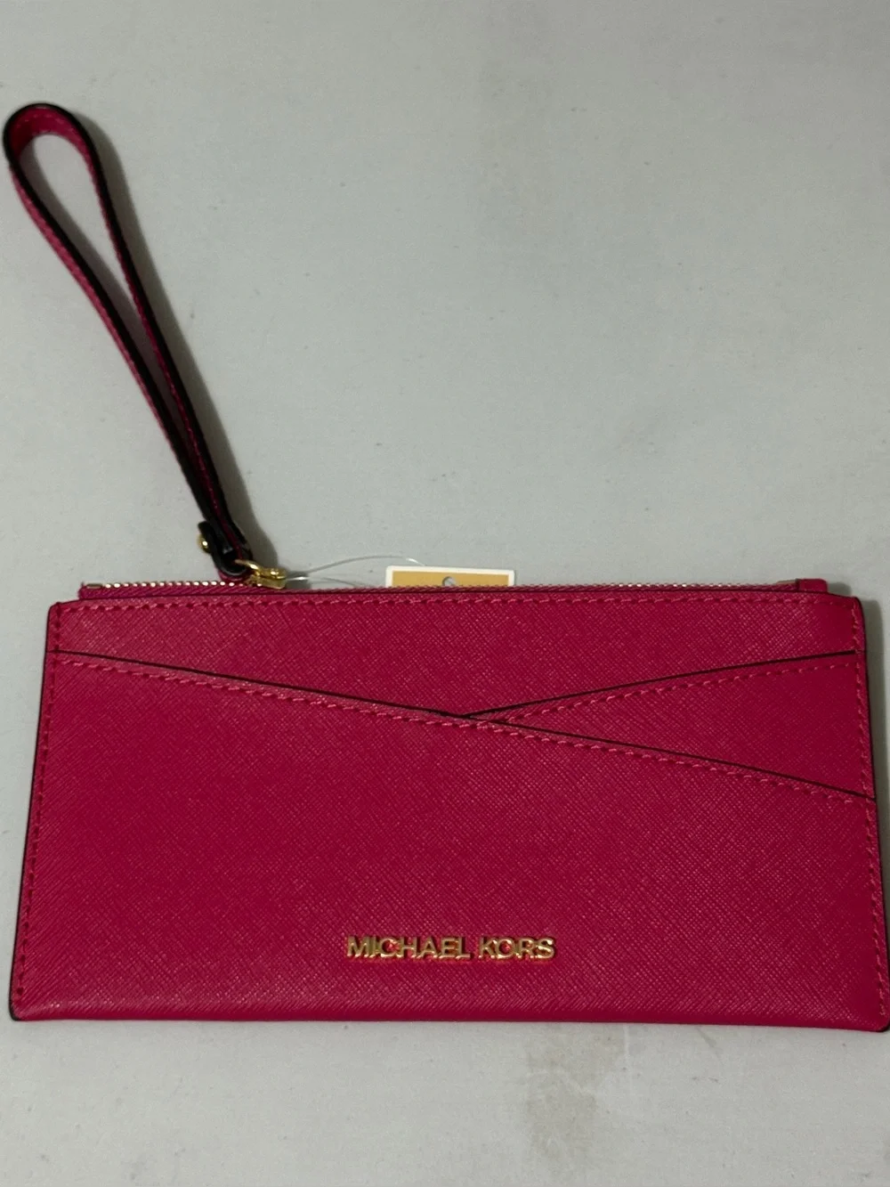 Michael Kors Jet Set Medium Saffiano Leather Crossover Wristlet in Hot Pink New